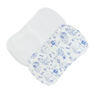 Blue Toile Bunnies Printed Burp Cloth Set