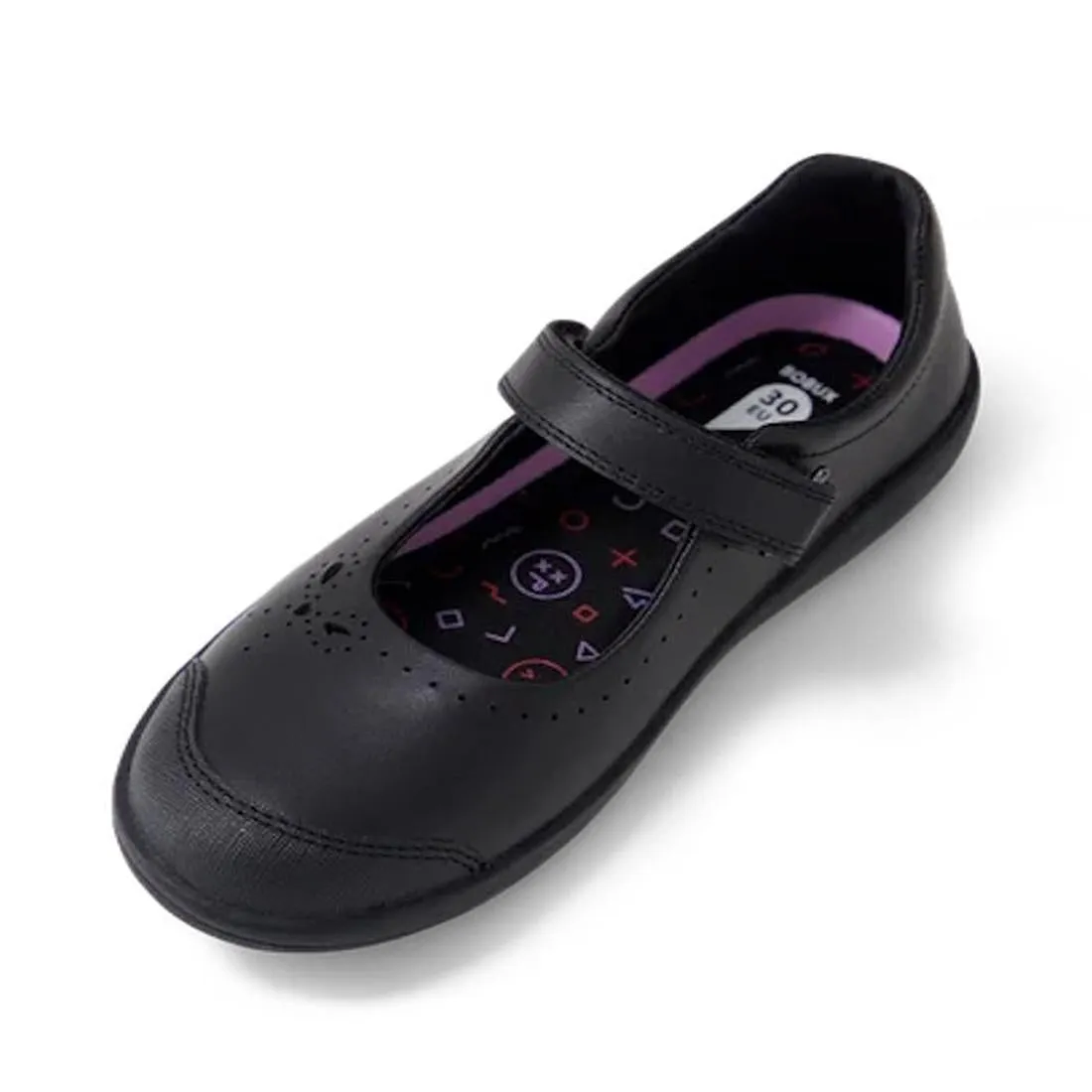 Bobux Kid  Rebound Mary Jane Black Leather School Shoe