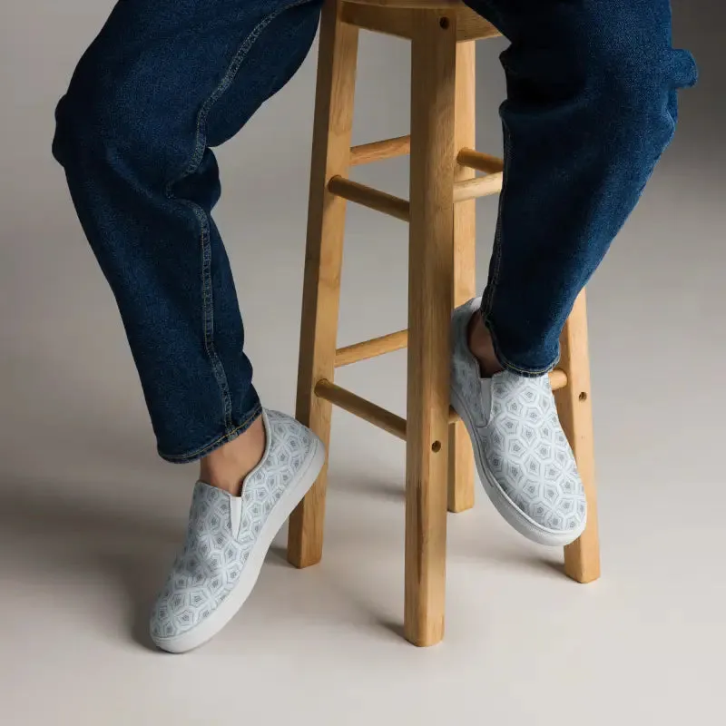 Bold Men Slip Canvas Shoes in Abstract Blue