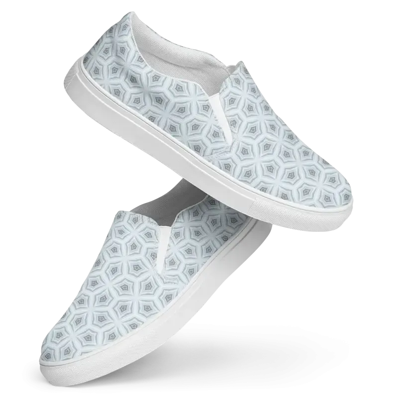 Bold Men Slip Canvas Shoes in Abstract Blue