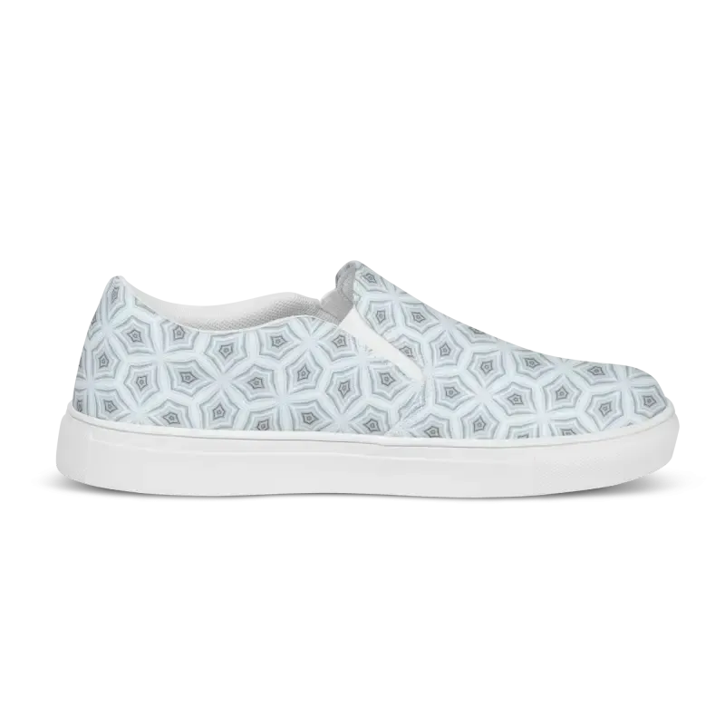 Bold Men Slip Canvas Shoes in Abstract Blue