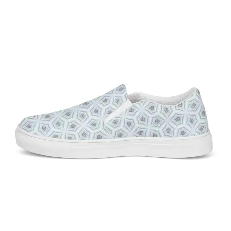 Bold Men Slip Canvas Shoes in Abstract Blue