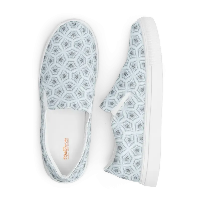 Bold Men Slip Canvas Shoes in Abstract Blue