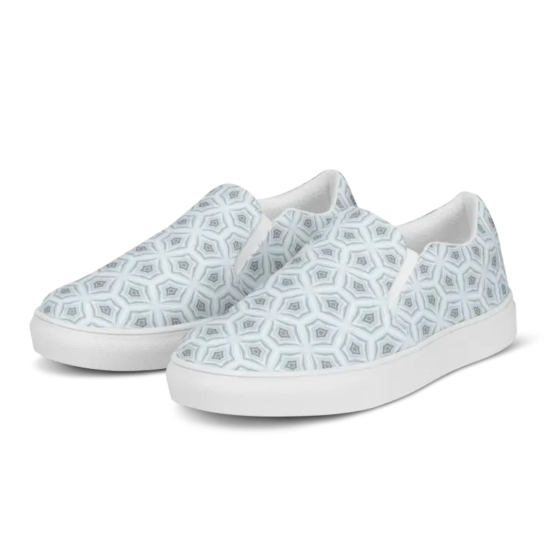 Bold Men Slip Canvas Shoes in Abstract Blue