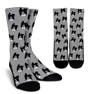 Border Collie Socks - Grey or Pink
