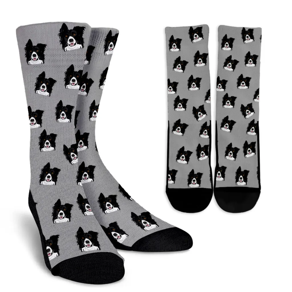 Border Collie Socks - Grey or Pink