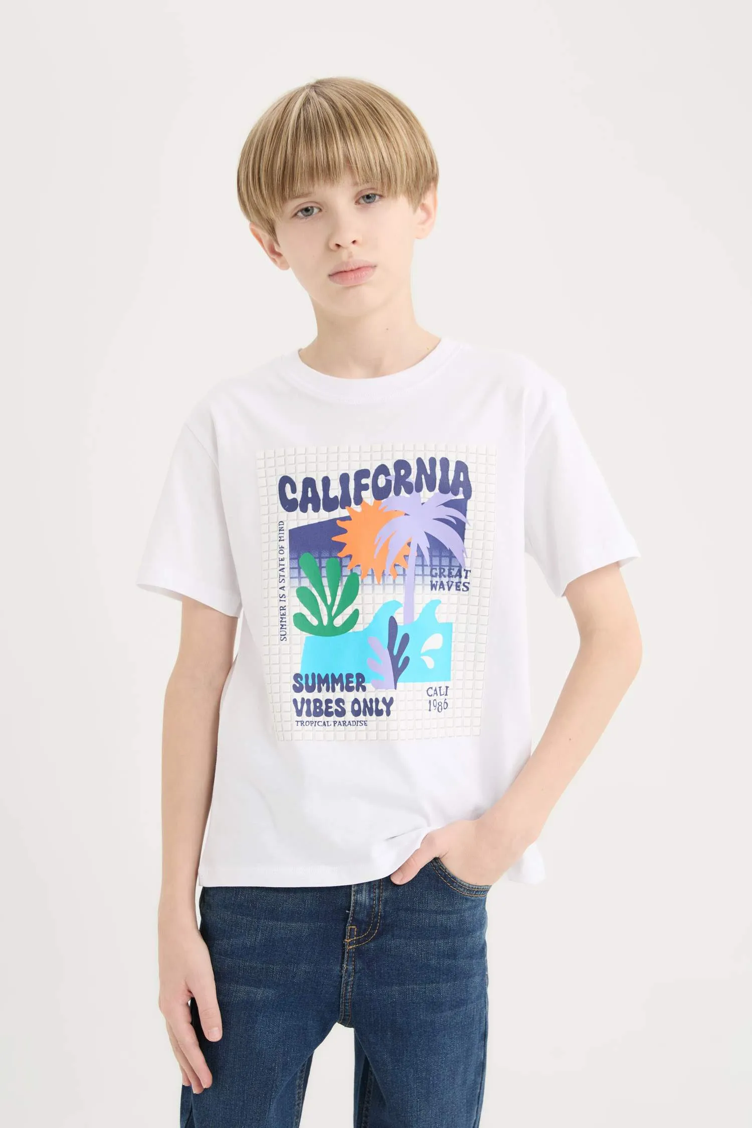 Boy New Regular Fit Crew Neck Puff Printed T-shirt