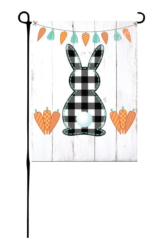 Buffalo Plaid Easter Bunny Garden Flag