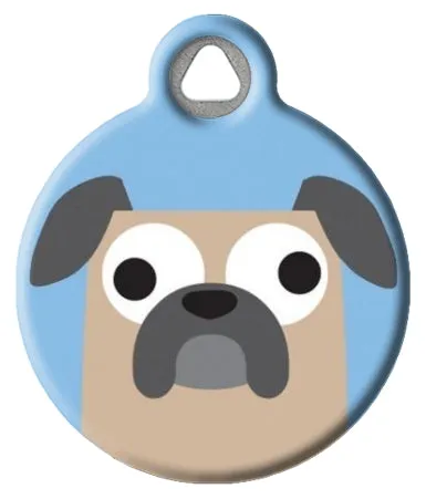 Buggy Pug Dog Tag - Blue