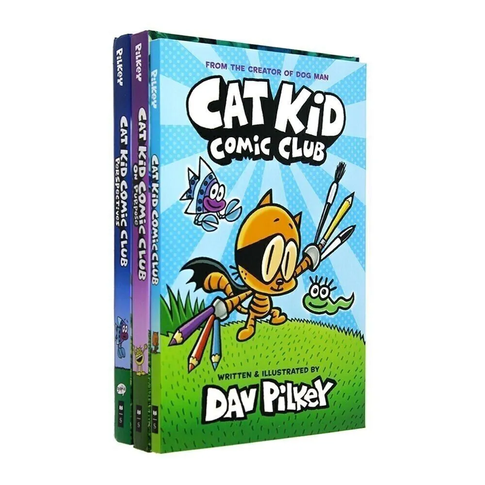 Cat Kid Comic Club Collection 3 Books By Dav Pilkey (Cat Kid Comic Club, On Purpose & Perspective)