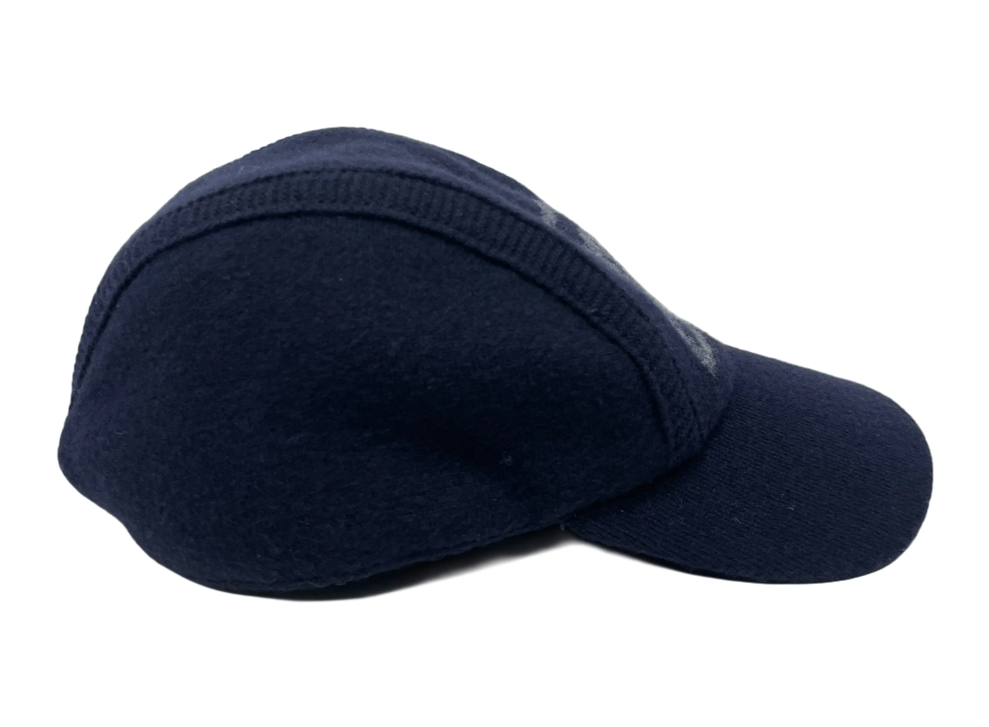 Chanel Navy Cashmere Sport Cap with Logo, Size L