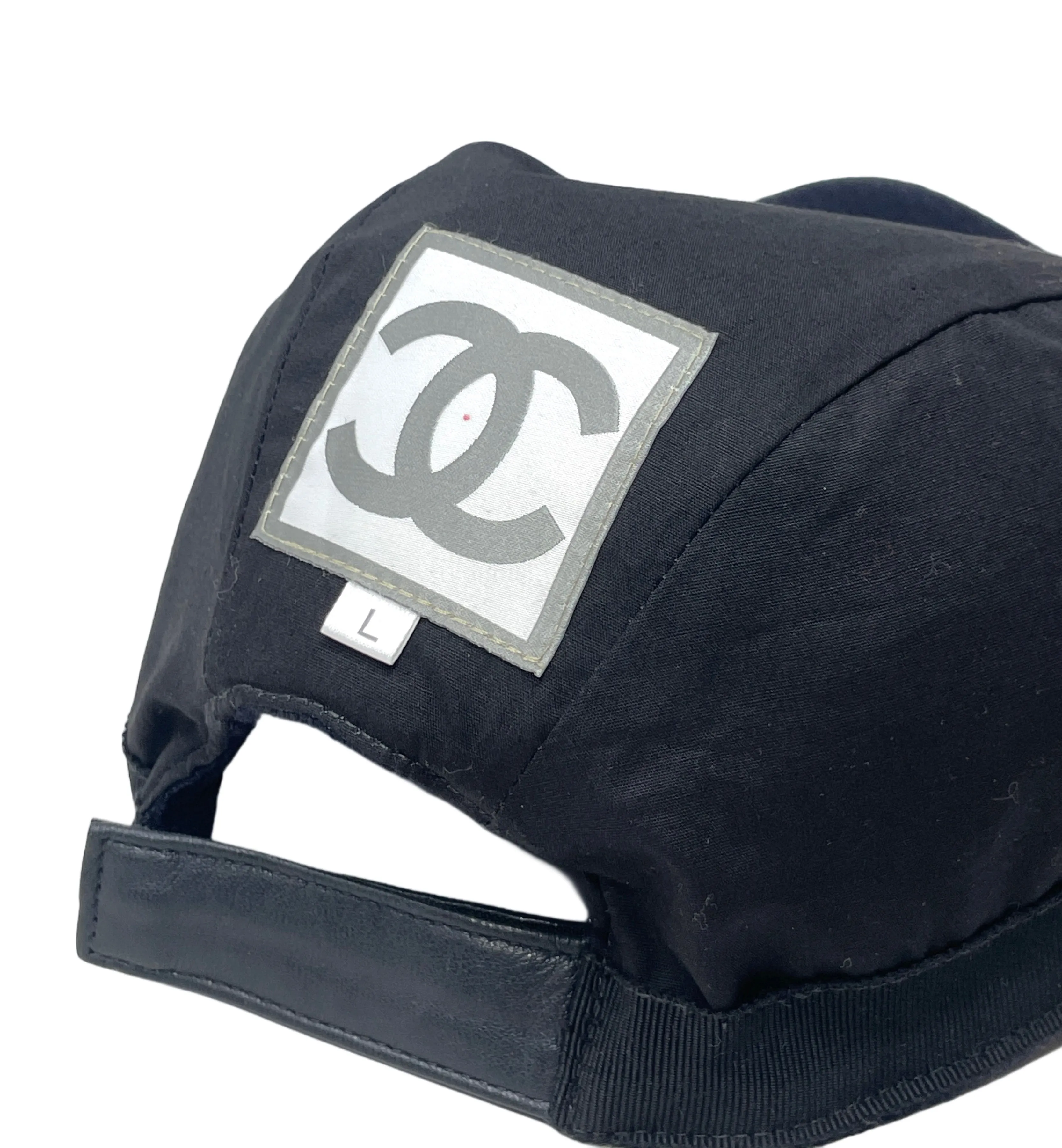 Chanel Navy Cashmere Sport Cap with Logo, Size L