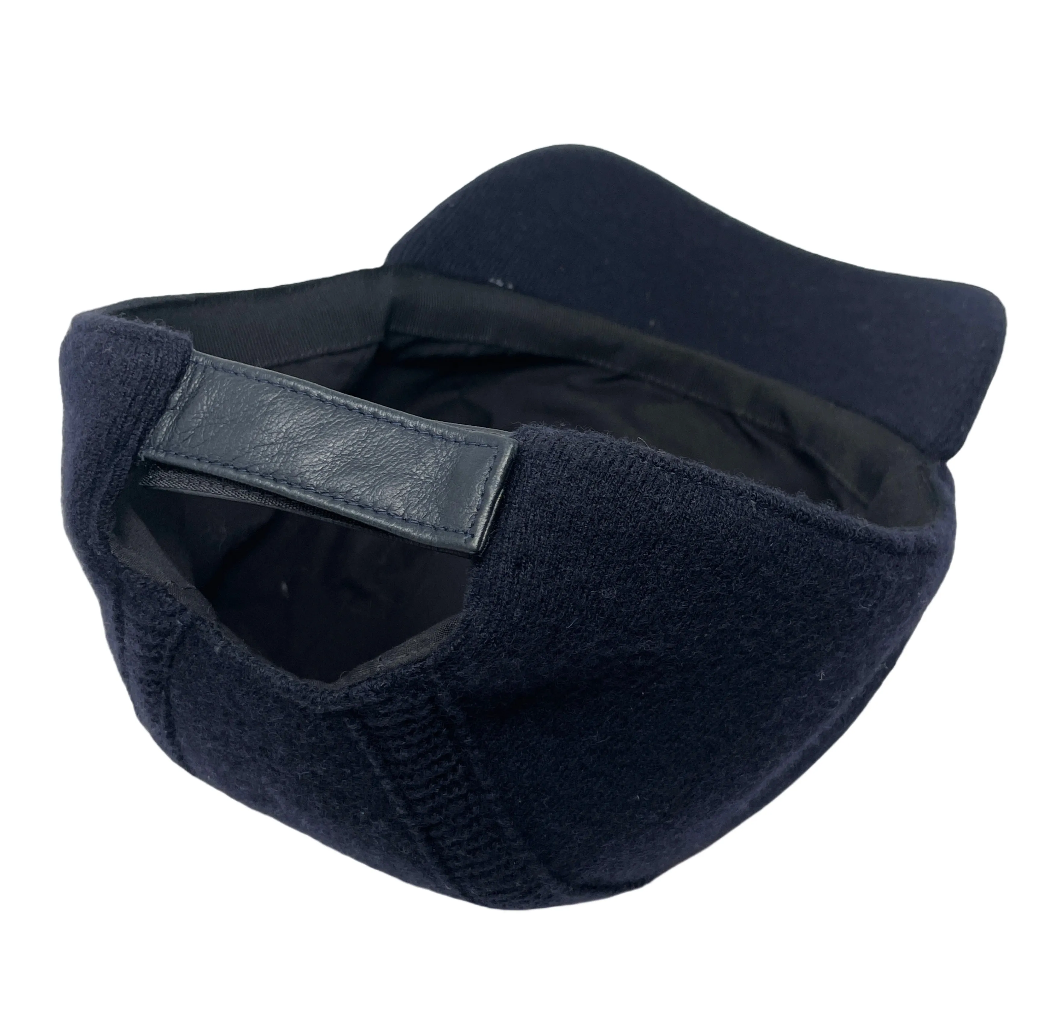 Chanel Navy Cashmere Sport Cap with Logo, Size L