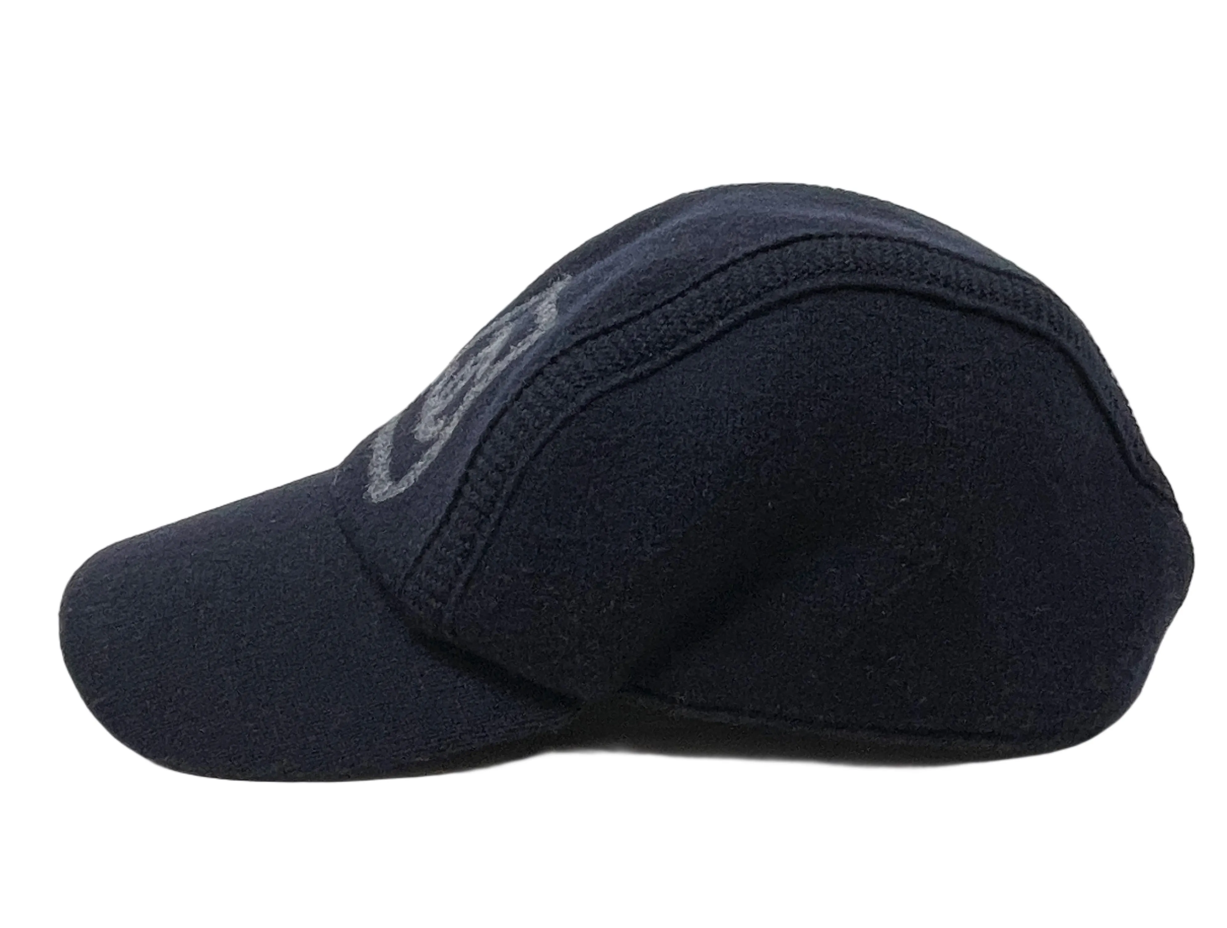 Chanel Navy Cashmere Sport Cap with Logo, Size L