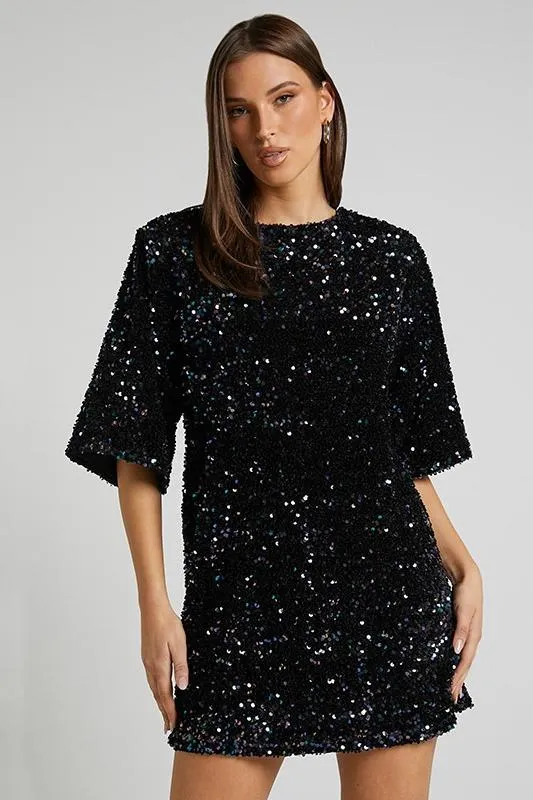 Charlotte | Sequins Backless Mini Dress