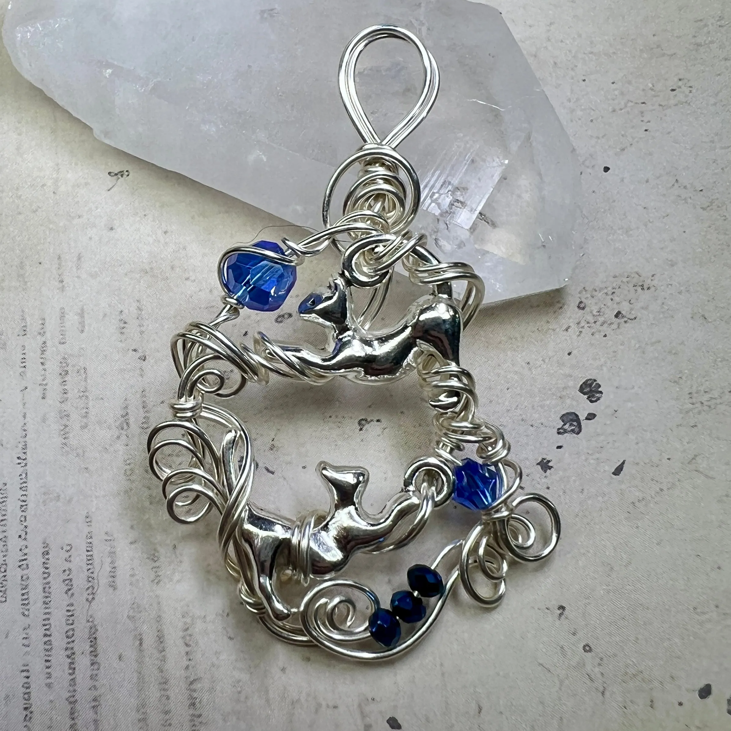 Childless Cat Lady Pendant - two cats