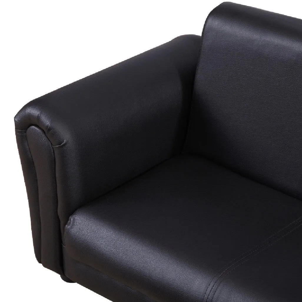 Childrens 2-Seater Mini Sofa Set with Large Footstool | Black | 3-6 Years