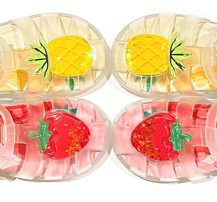 Clear Cute Summer Jelly Fruit Strawberry Pineapple Design for Kids Fashionable Sandals Flat Shoes