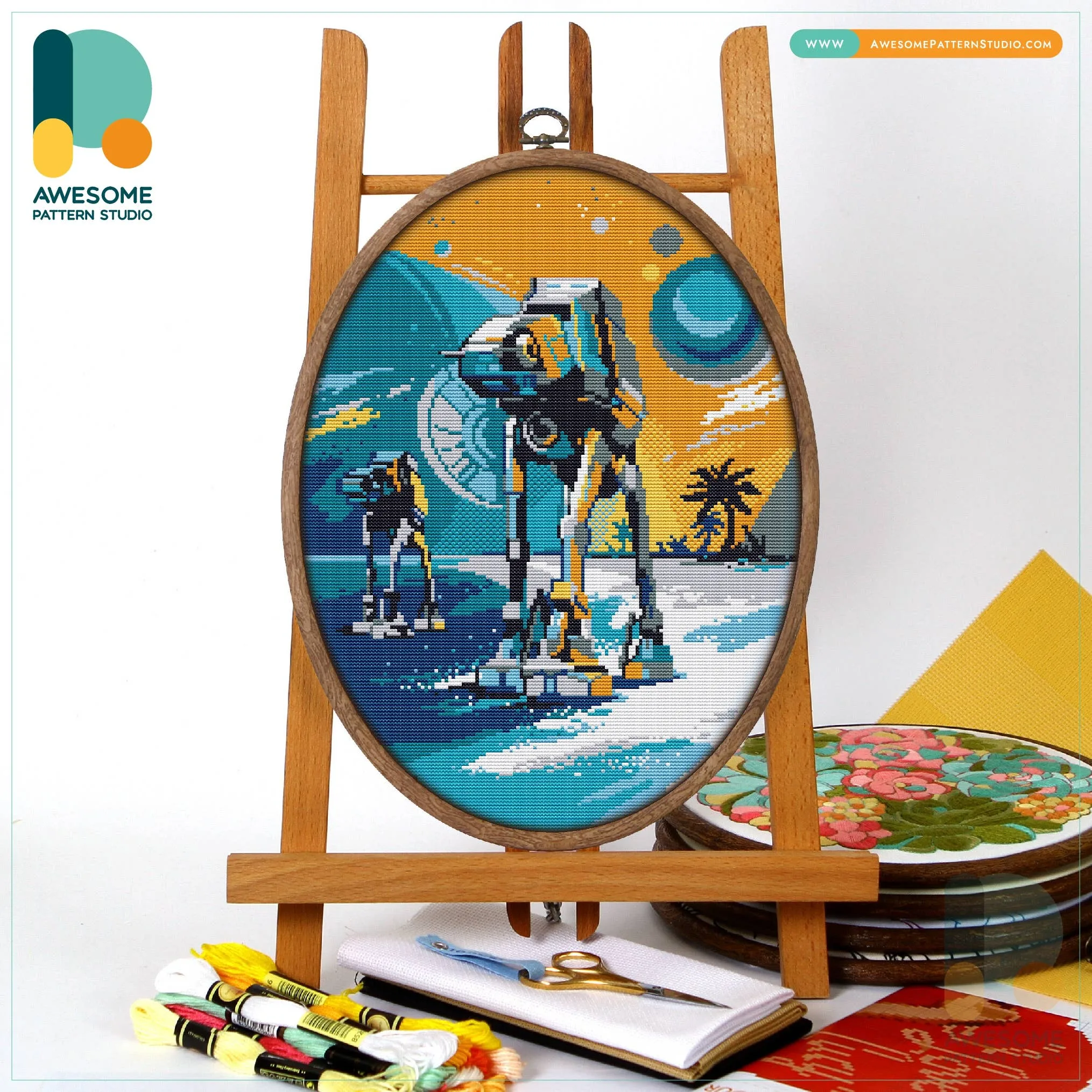 Counted Cross Stitch Kit: Space Robot (150 x 200)
