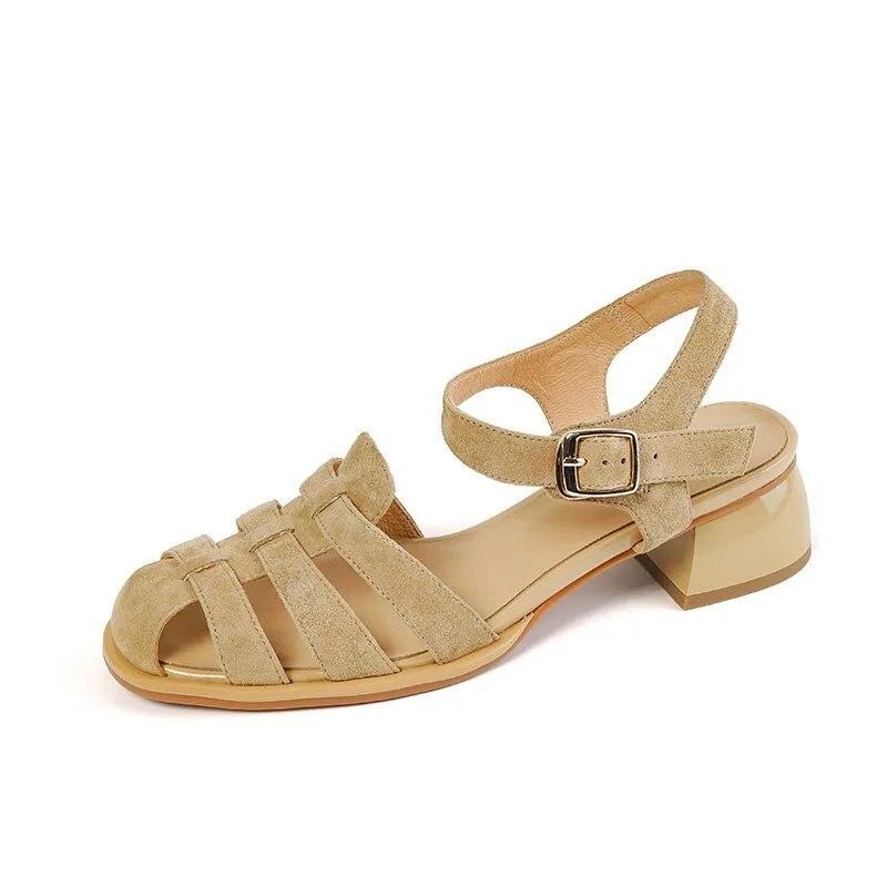 creamtopmall 2023 new Women sandals natural leather 22-25cm kid suede sheepskin pigskin full leather Gladiator sandals women summer shoes