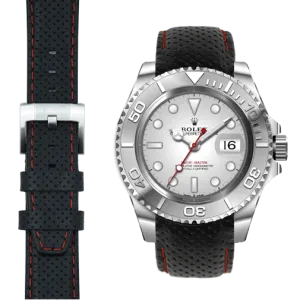 Curved End Racing Leather Strap for Rolex Yacht-Master with Tang Buckle