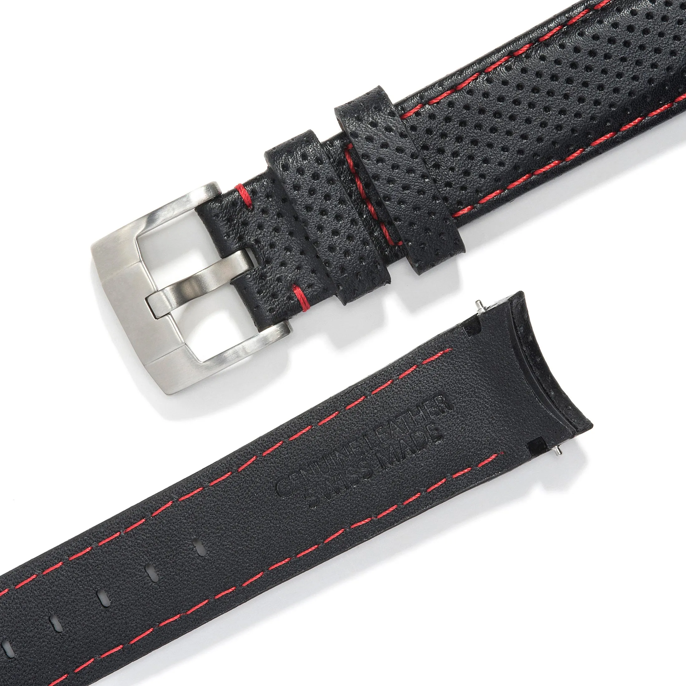 Curved End Racing Leather Strap for Rolex Yacht-Master with Tang Buckle