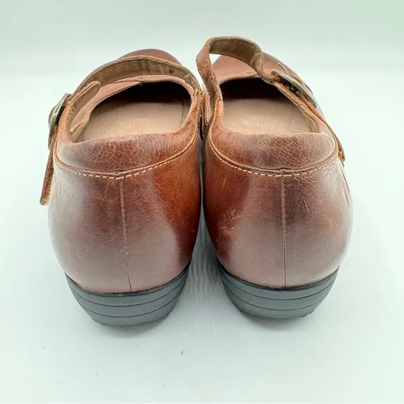 DANSKO Fawna Chestnut Burnished Calf Leather Mary Jane Shoe Arch Support Size 36