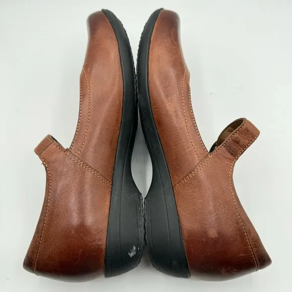 DANSKO Fawna Chestnut Burnished Calf Leather Mary Jane Shoe Arch Support Size 36