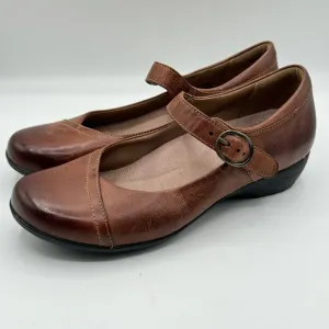 DANSKO Fawna Chestnut Burnished Calf Leather Mary Jane Shoe Arch Support Size 36