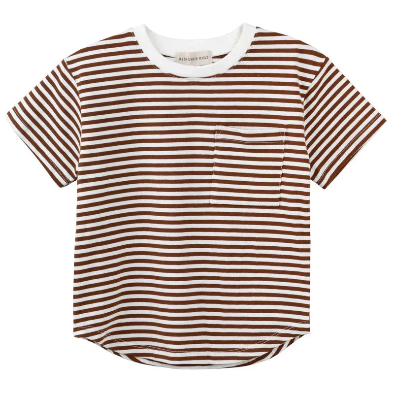 Designer Kidz Harvey S/S Stripe T-Shirt - Cocoa