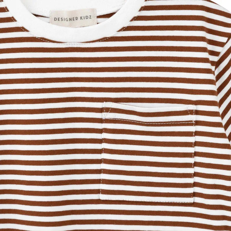 Designer Kidz Harvey S/S Stripe T-Shirt - Cocoa