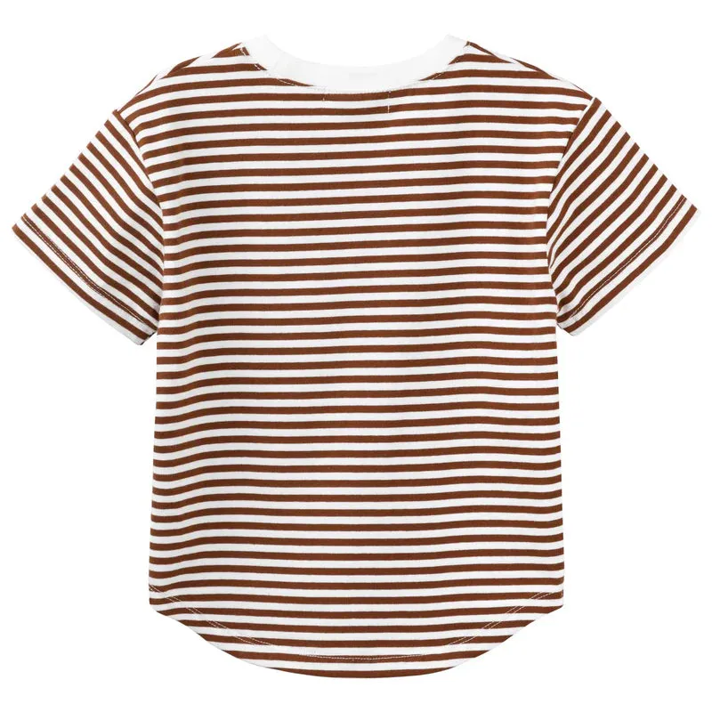 Designer Kidz Harvey S/S Stripe T-Shirt - Cocoa
