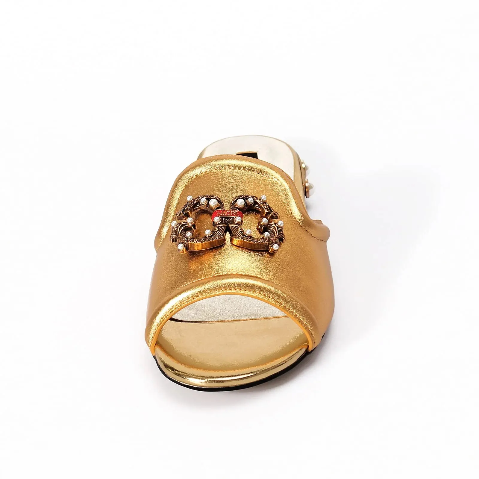 Designer Women Gold Flat Sandals Slides Mule Shoe Luxury Brand 2022 Shoes Woman Ladies Summer Flip Flops Slippers Fashion