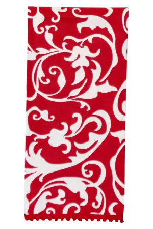 devine scarlet red printed cloth guest towels