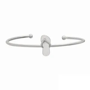 Diamond Flip Flop Bangle 14K White  Gold (0.1 Ctw)