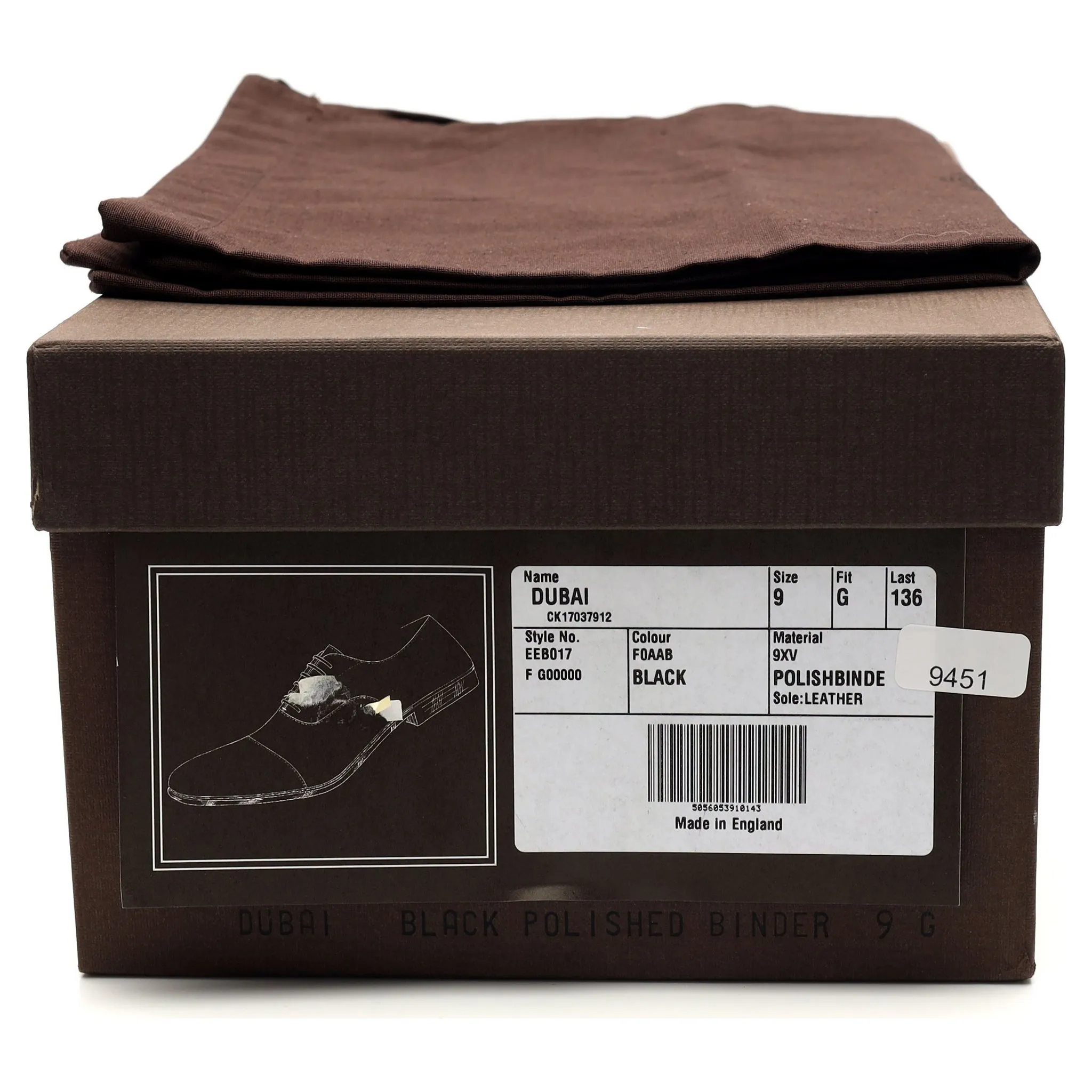 'Dubai' Black Leather Oxford UK 9 G