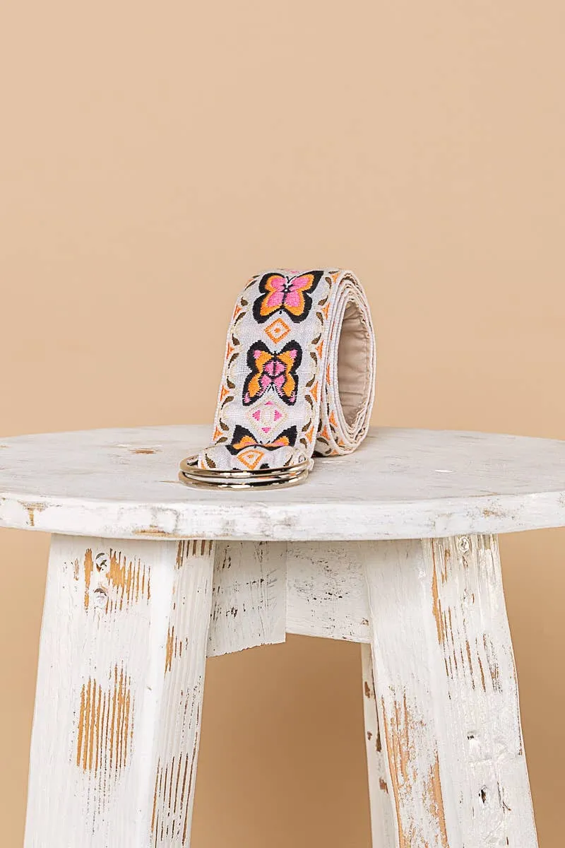 Embroidered Butterfly 'O' ring Belt