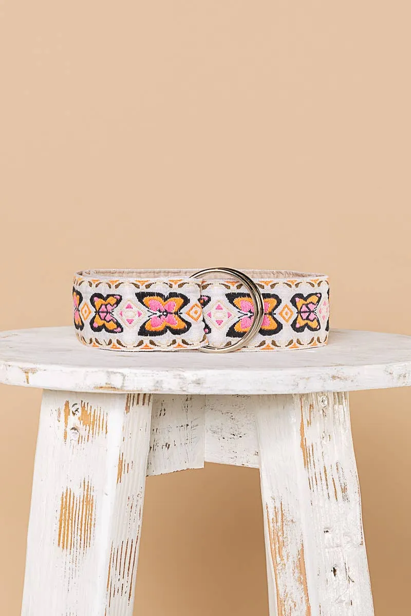 Embroidered Butterfly 'O' ring Belt
