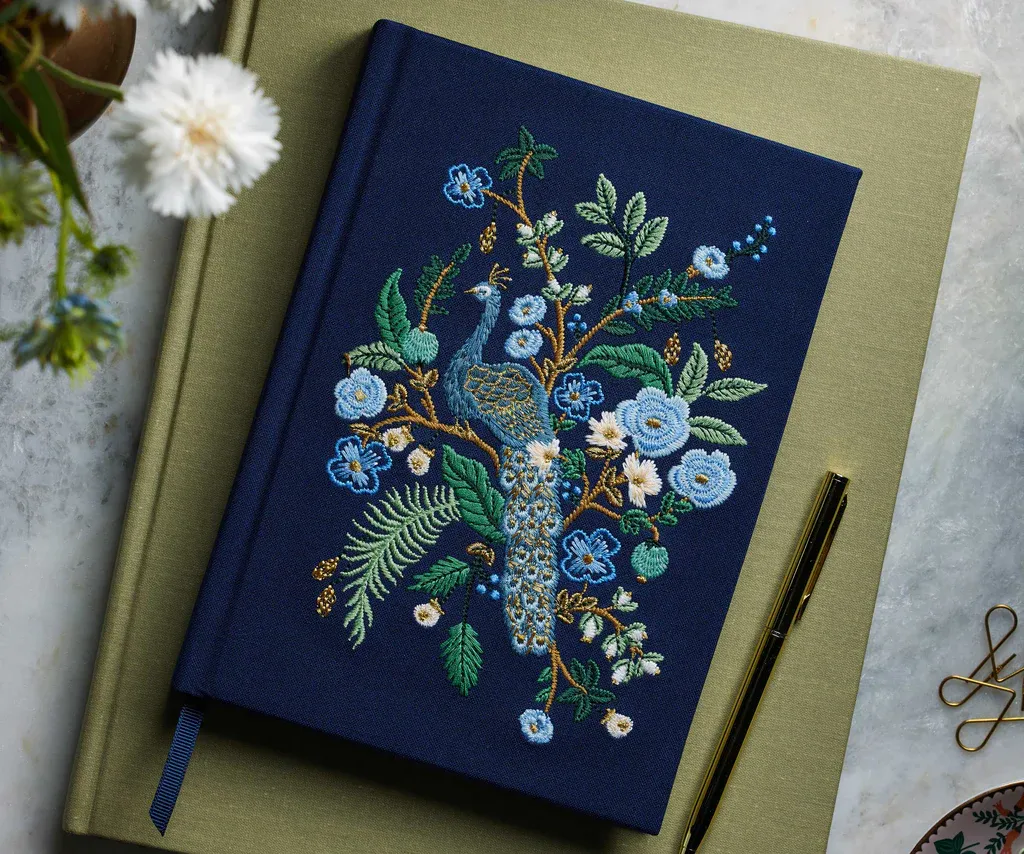 Embroidered Journal Peacock