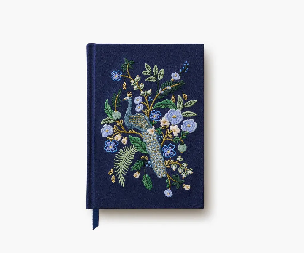 Embroidered Journal Peacock