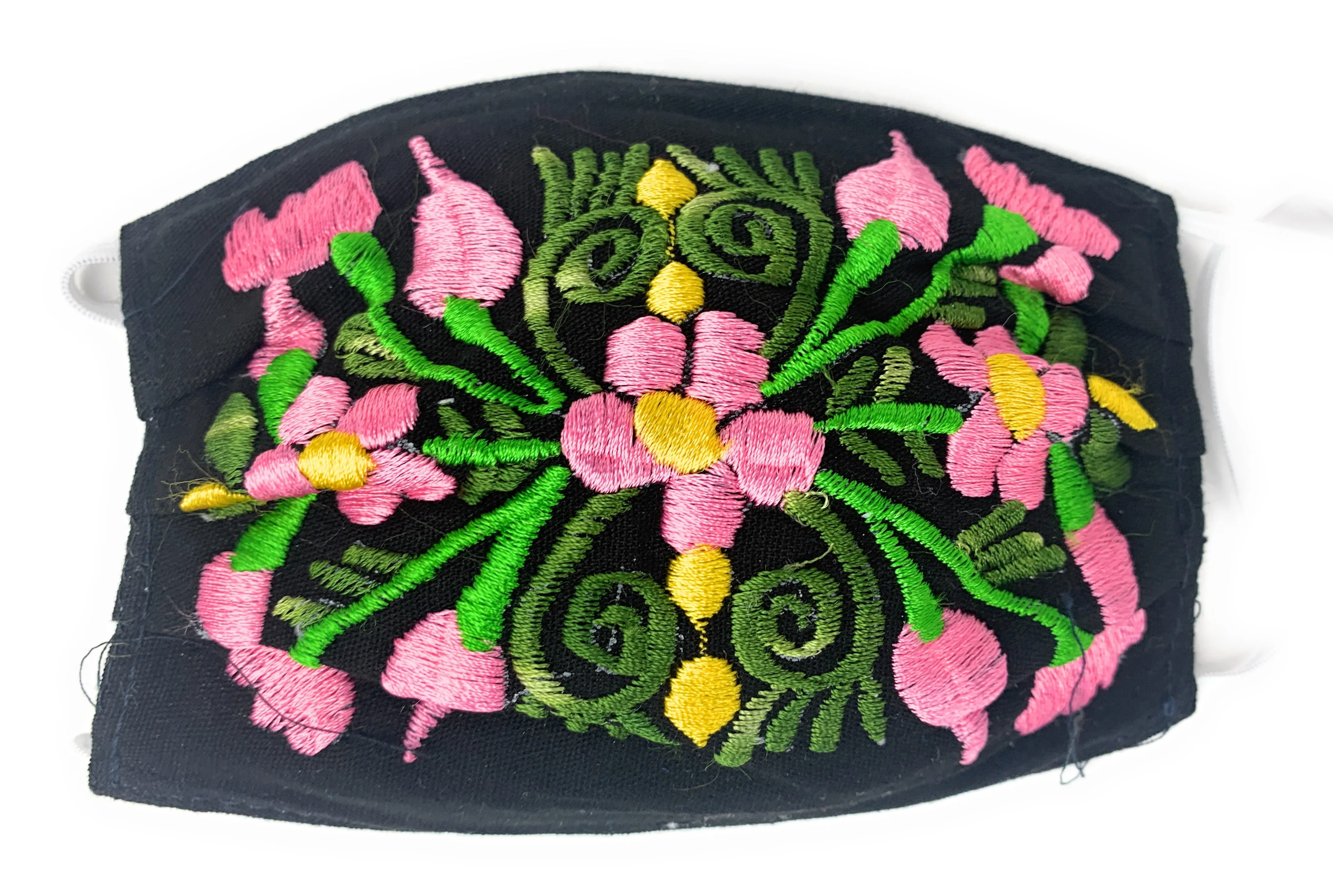 Face Mask Artesanal De Tela Con Bordado De Flores
