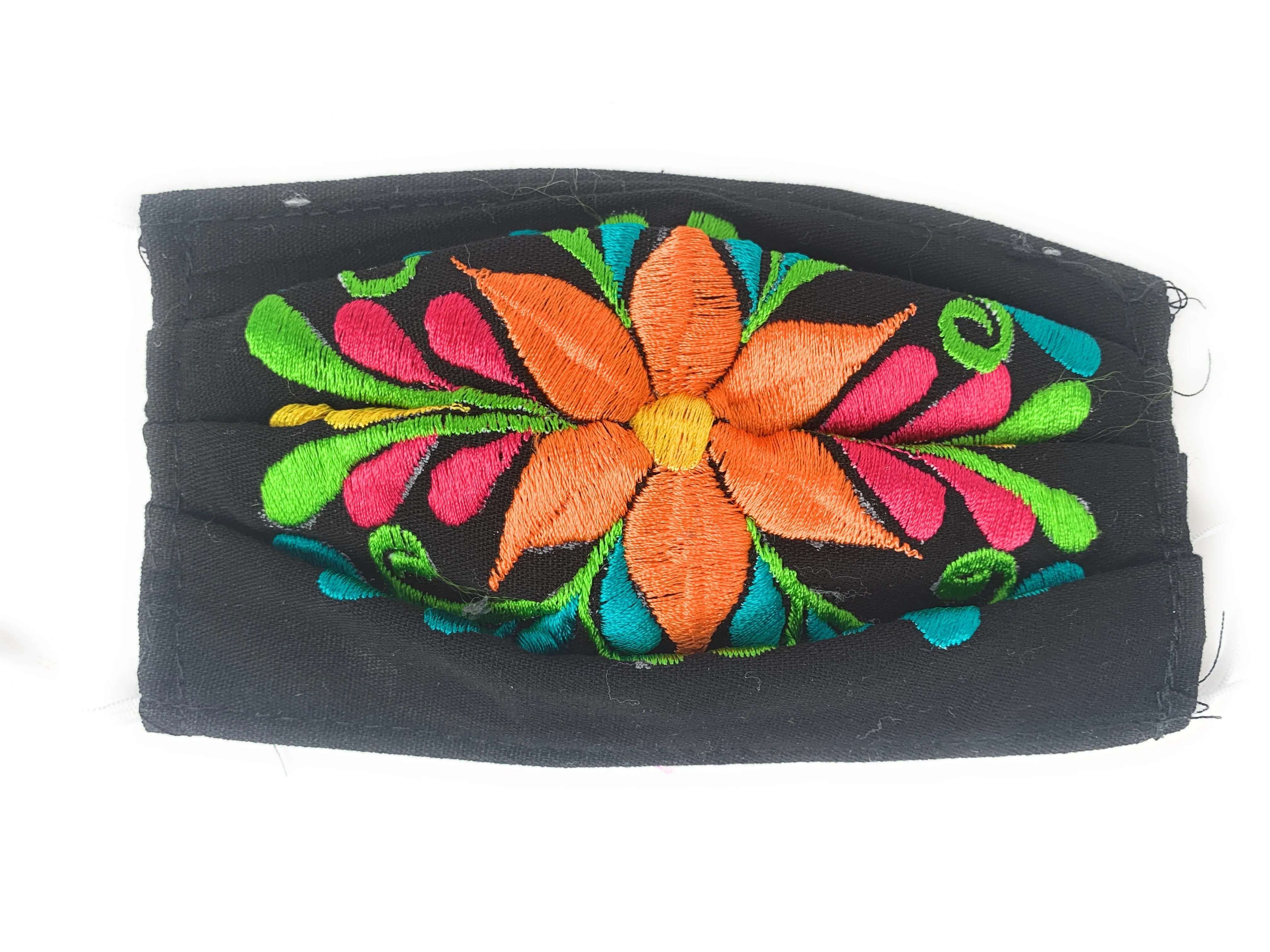 Face Mask Artesanal De Tela Con Bordado De Flores
