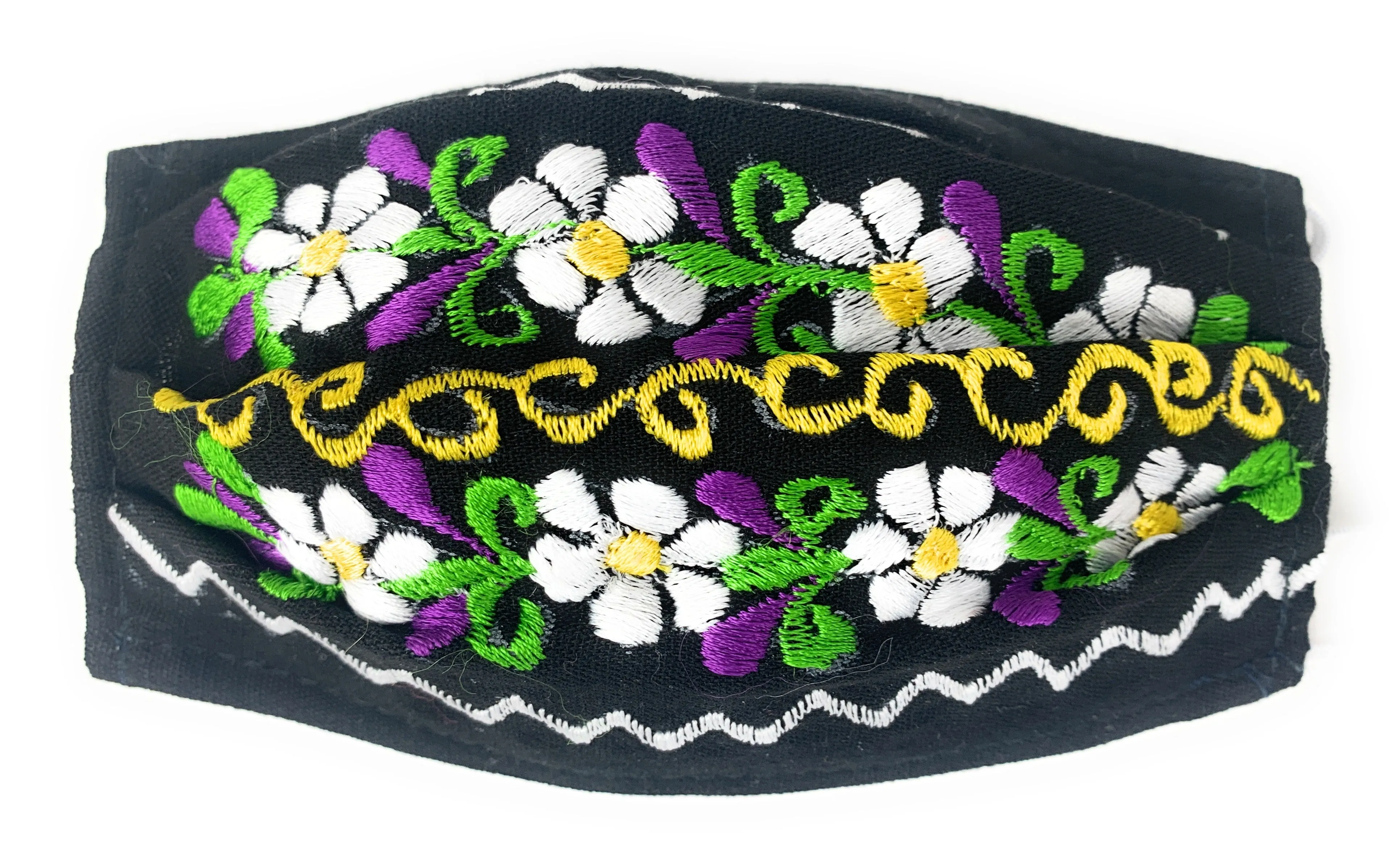 Face Mask Artesanal De Tela Con Bordado De Flores