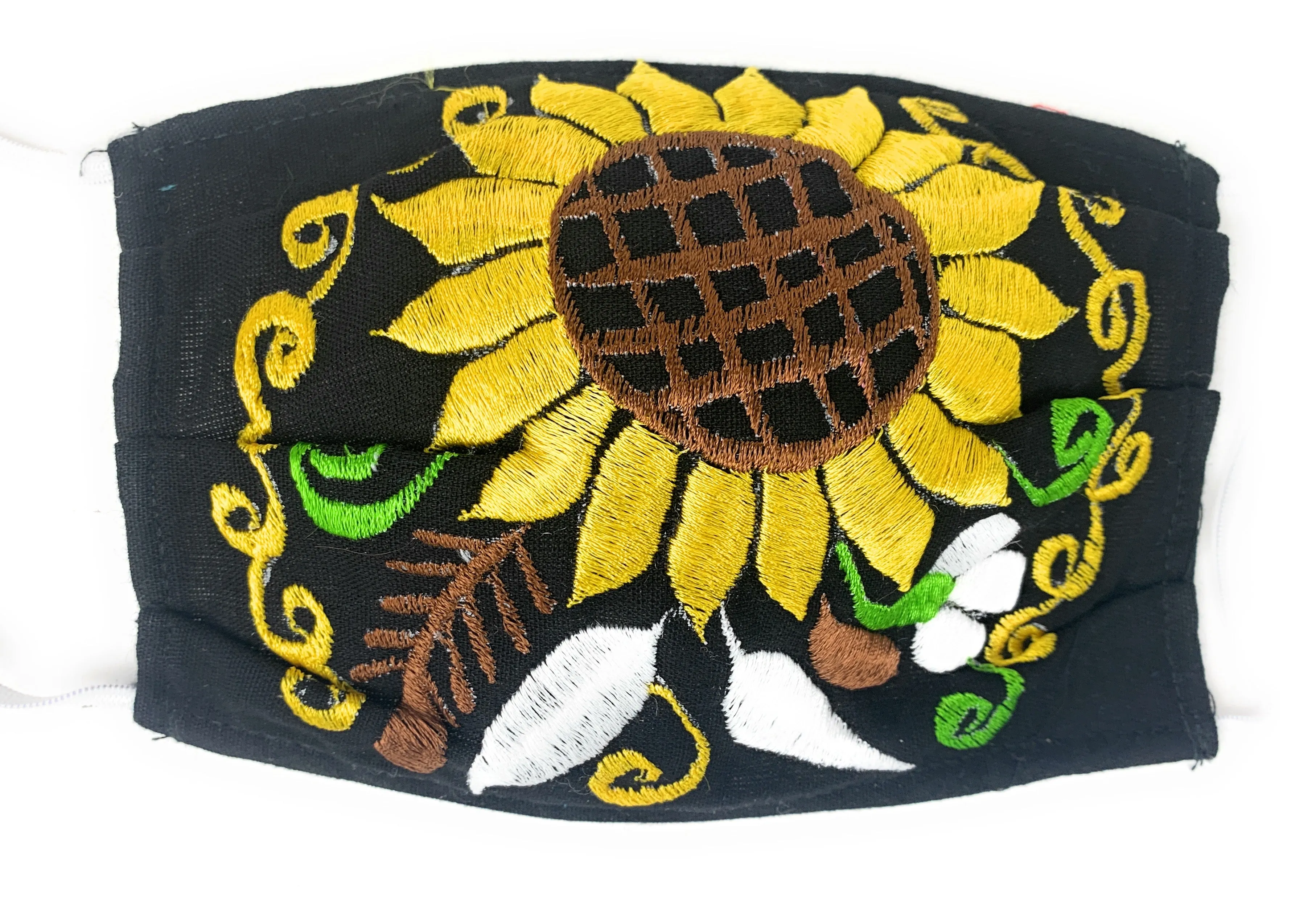 Face Mask Artesanal De Tela Con Bordado De Flores