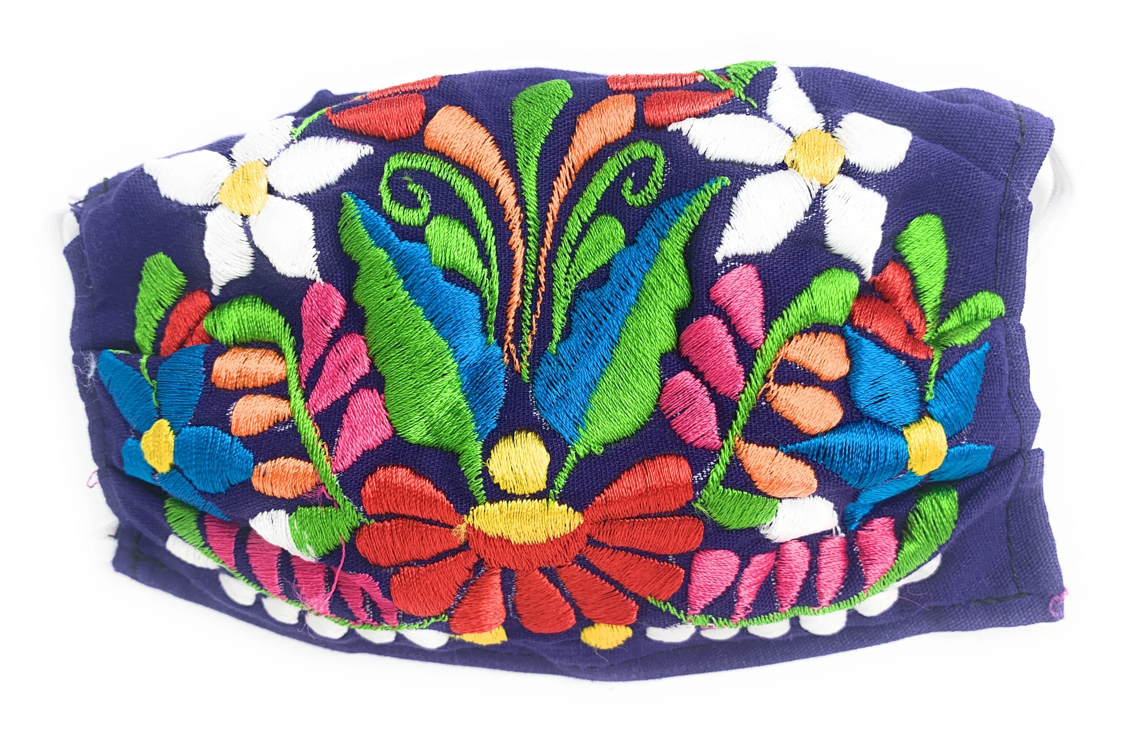 Face Mask Artesanal De Tela Con Bordado De Flores