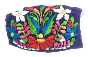 Face Mask Artesanal De Tela Con Bordado De Flores