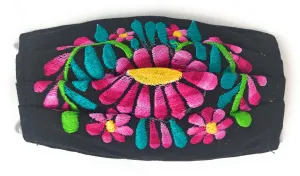 Face Mask Artesanal De Tela Con Bordado De Flores