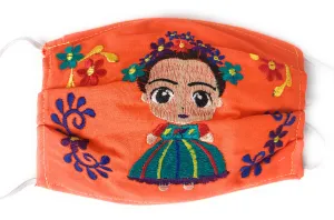 Face Mask Artesanal De Tela Con Bordado Diseno Maria