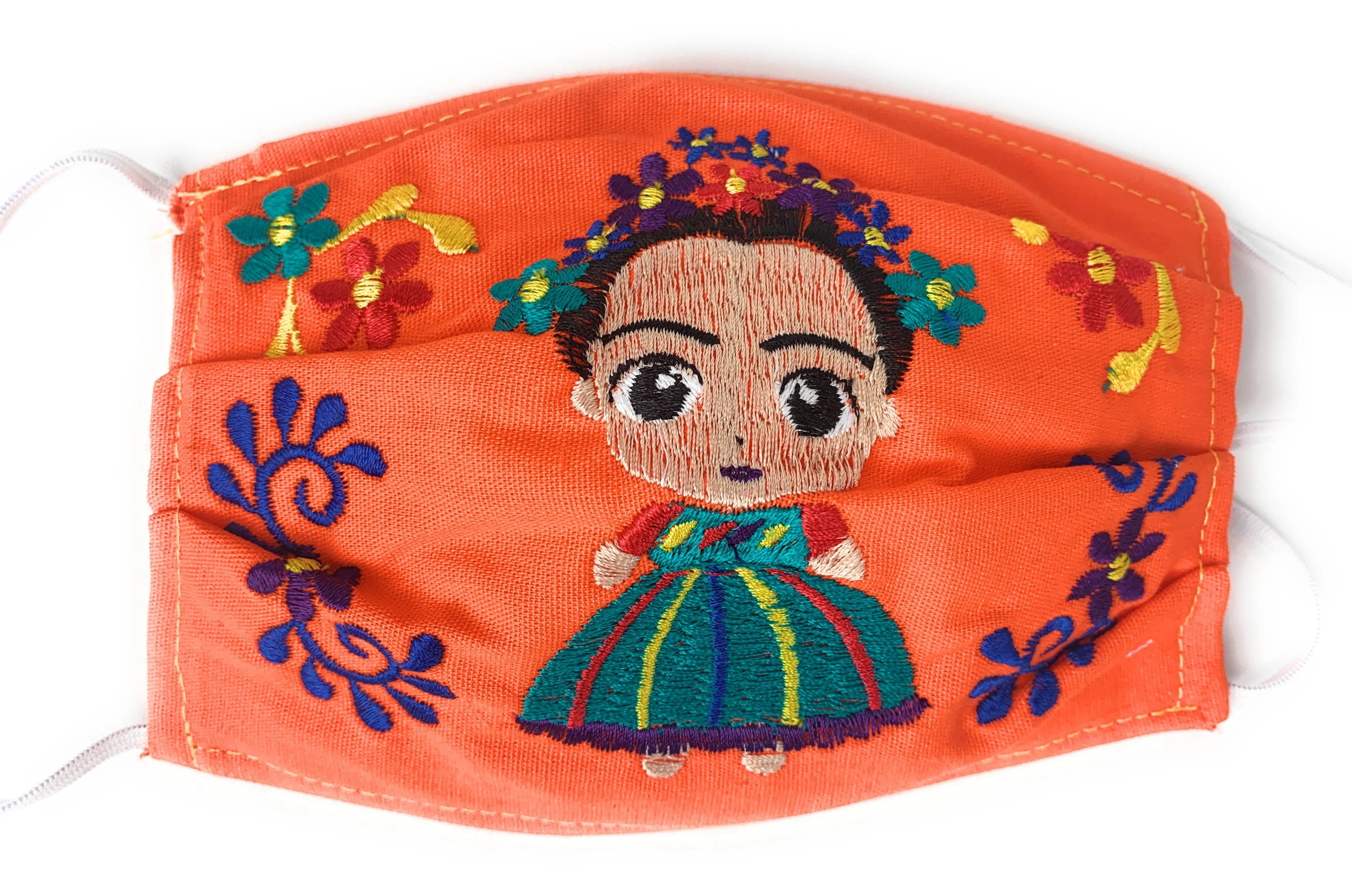 Face Mask Artesanal De Tela Con Bordado Diseno Maria