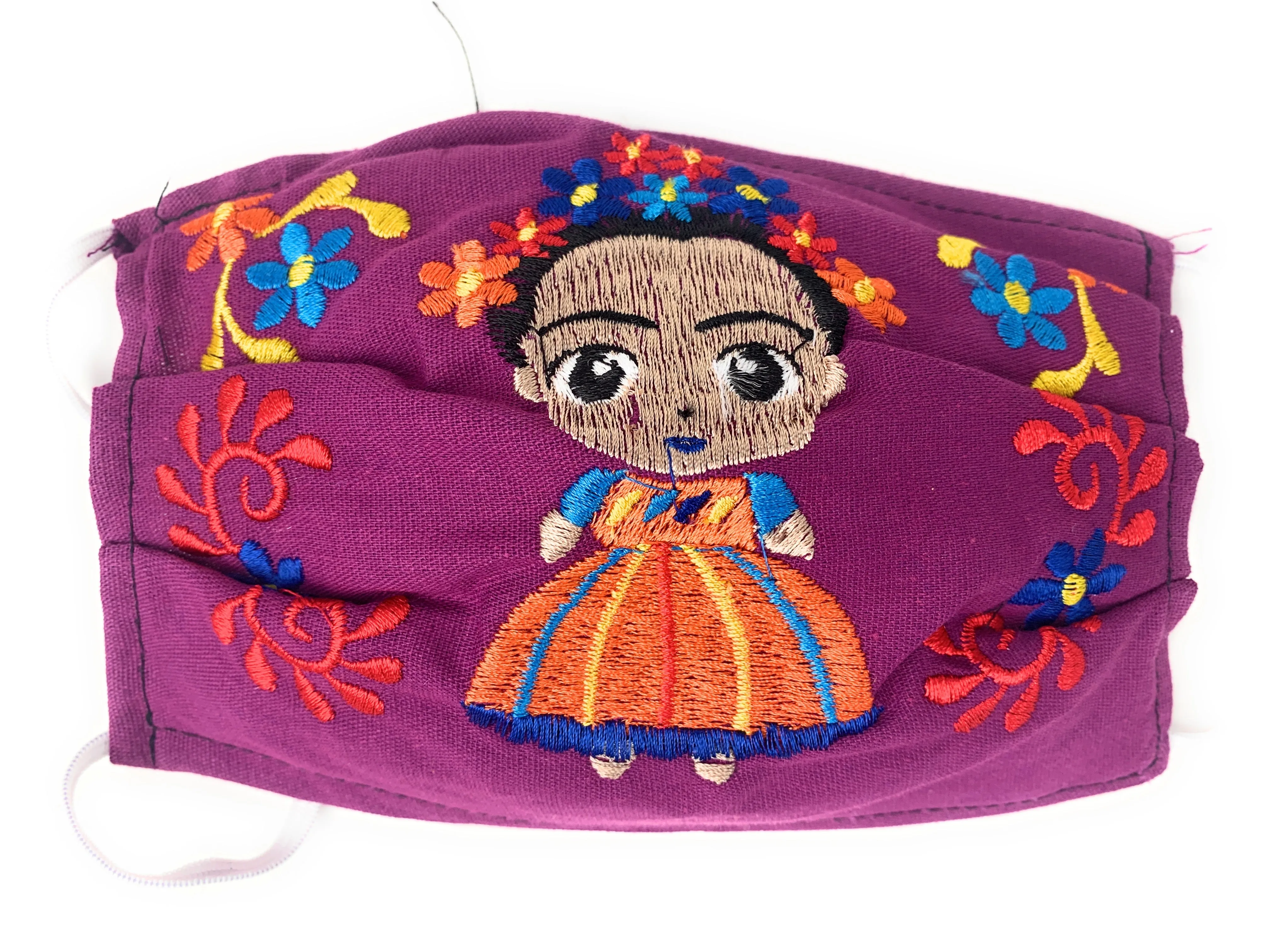 Face Mask Artesanal De Tela Con Bordado Diseno Maria